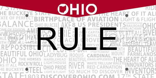 RULE Ohio License Plate