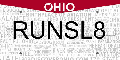 RUNSL8 Ohio License Plate