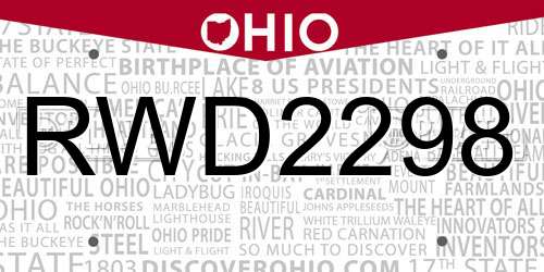 RWD2298 Ohio License Plate