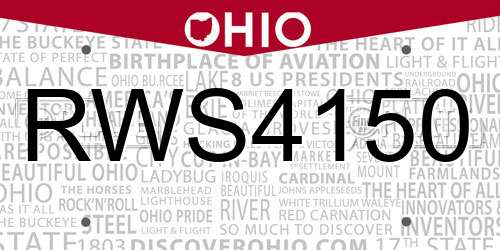 RWS4150 Ohio License Plate
