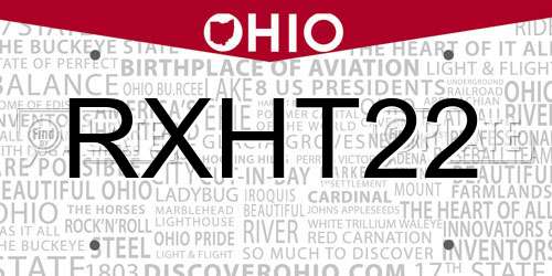 RXHT22 Ohio License Plate