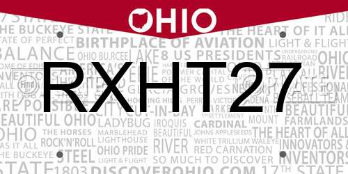 RXHT27 Ohio License Plate
