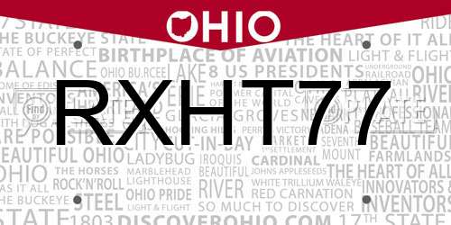 RXHT77 Ohio License Plate
