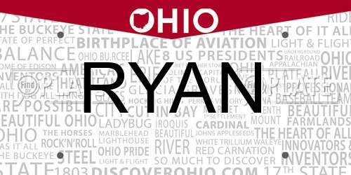 RYAN Ohio License Plate