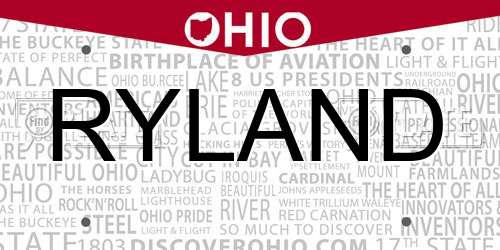 RYLAND Ohio License Plate