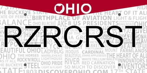 RZRCRST Ohio License Plate