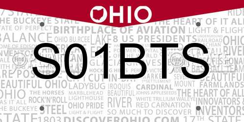 S01BTS Ohio License Plate