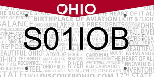 S01IOB Ohio License Plate