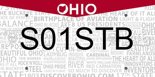 S01STB Ohio License Plate