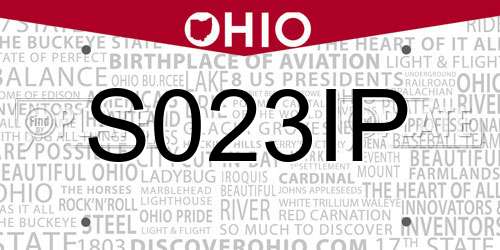 S023IP Ohio License Plate