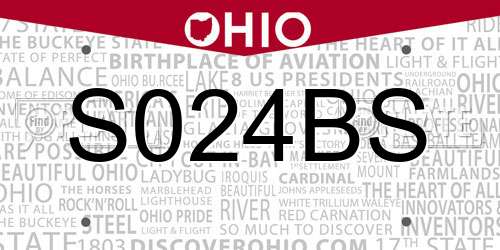 S024BS Ohio License Plate