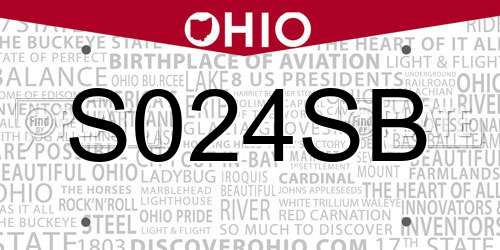 S024SB Ohio License Plate