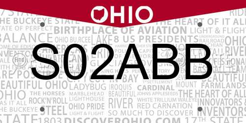 S02ABB Ohio License Plate