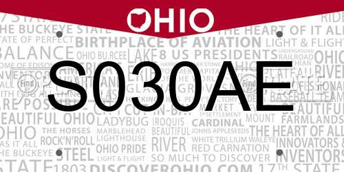 S030AE Ohio License Plate