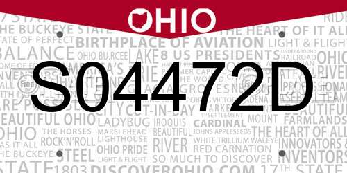 S04472D Ohio License Plate