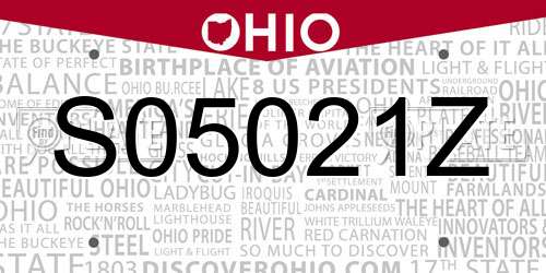 S05021Z Ohio License Plate