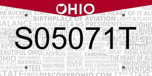 S05071T Ohio License Plate