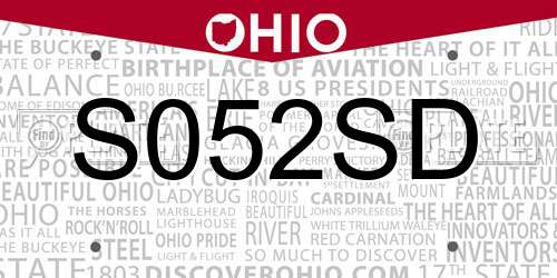 S052SD Ohio License Plate