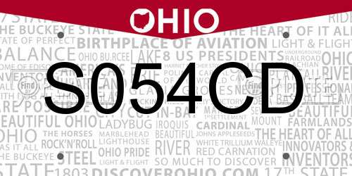 S054CD Ohio License Plate