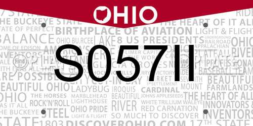S057II Ohio License Plate