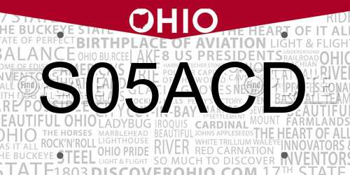S05ACD Ohio License Plate
