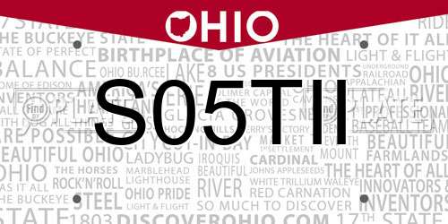 S05TII Ohio License Plate