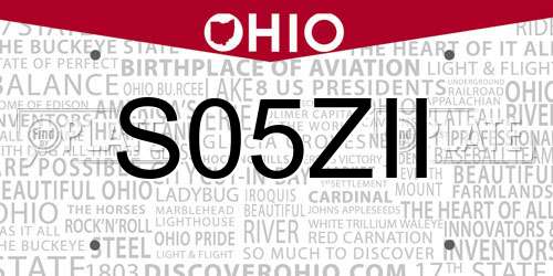 S05ZII Ohio License Plate