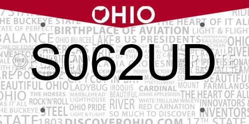 S062UD Ohio License Plate