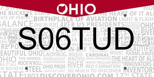 S06TUD Ohio License Plate