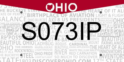 S073IP Ohio License Plate