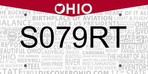 S079RT Ohio License Plate