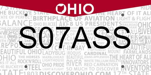 S07ASS Ohio License Plate