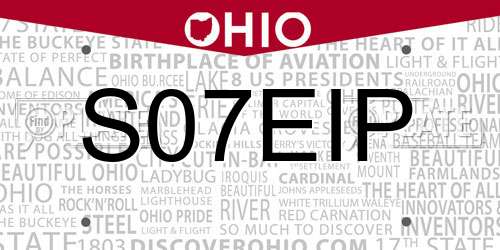S07EIP Ohio License Plate