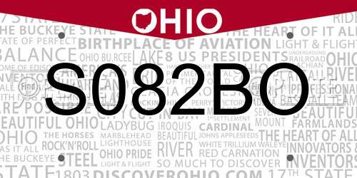 S082BO Ohio License Plate