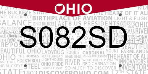 S082SD Ohio License Plate