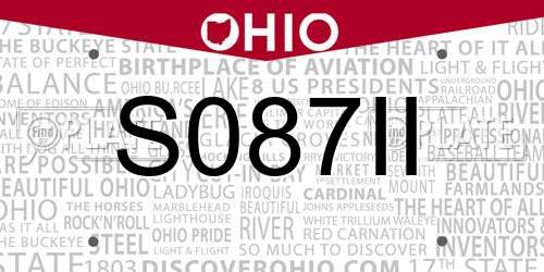 S087II Ohio License Plate