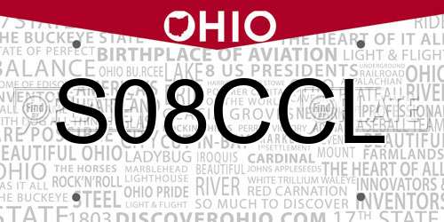 S08CCL Ohio License Plate