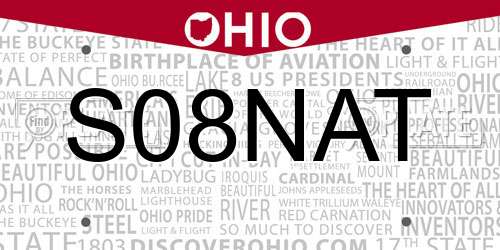 S08NAT Ohio License Plate