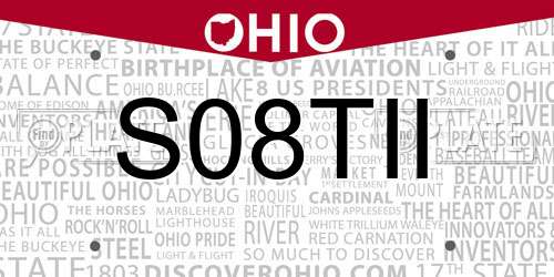 S08TII Ohio License Plate