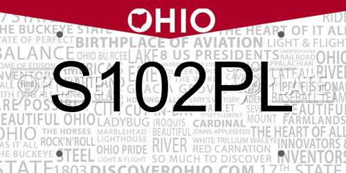 S102PL Ohio License Plate