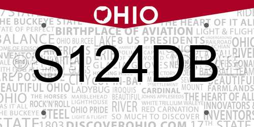 S124DB Ohio License Plate