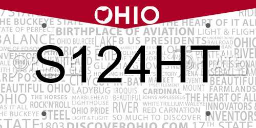 S124HT Ohio License Plate
