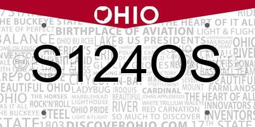 S124OS Ohio License Plate