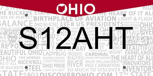 S12AHT Ohio License Plate