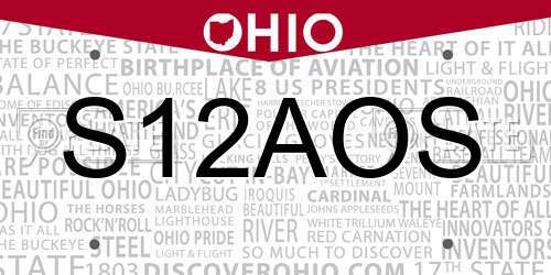S12AOS Ohio License Plate