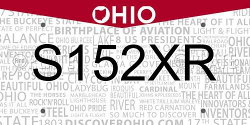 S152XR Ohio License Plate