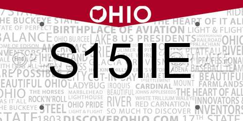S15IIE Ohio License Plate