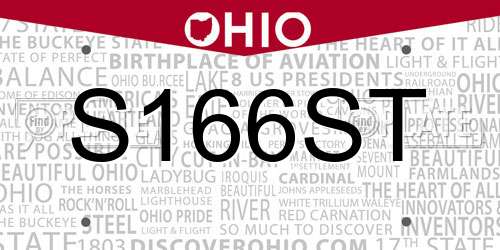 S166ST Ohio License Plate