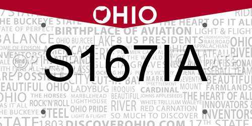 S167IA Ohio License Plate