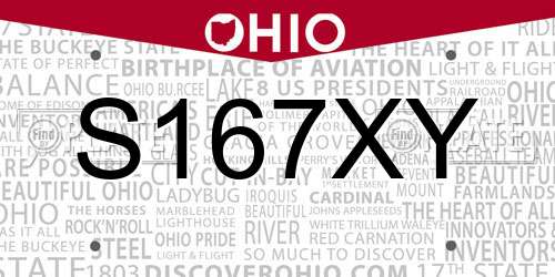 S167XY Ohio License Plate